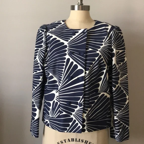 J Crew Blue White Fanfare jacket blazer 12 - Picture 3 of 7